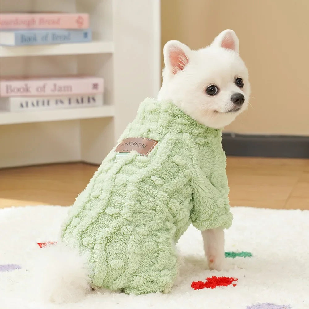 Warm clothes for dogs and cats, fleece jumpsuit