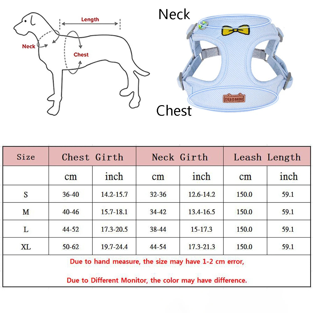 Summer corduroy harness for dogs and cats, vest, leash for walking