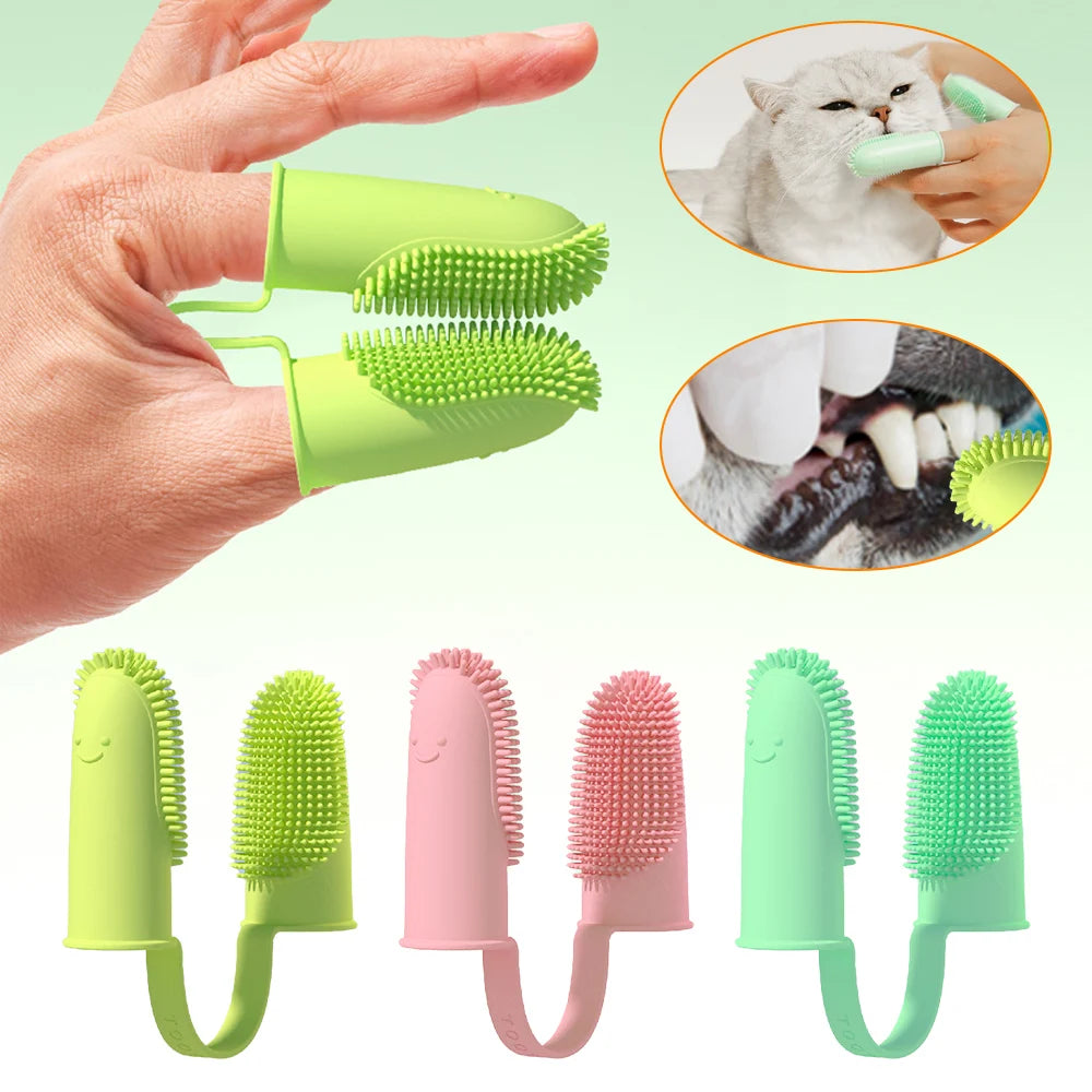 Super Soft Two Finger Toothbrush for Dogs, Pet Teeth Cleaning,