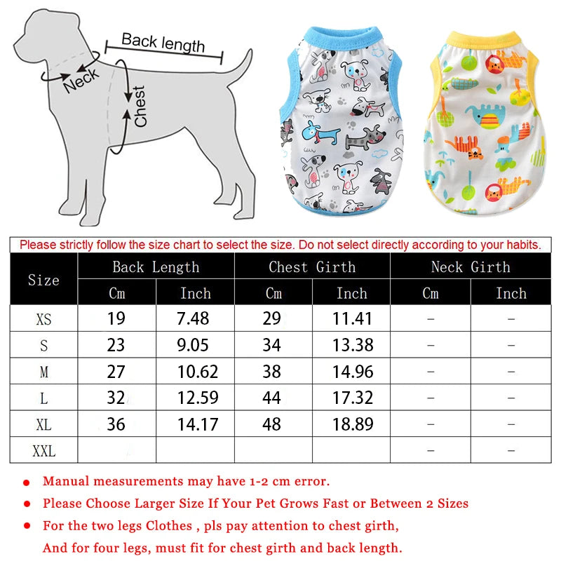 Summer Dog Clothes T-Shirt for Small Medium Dogs and Cats