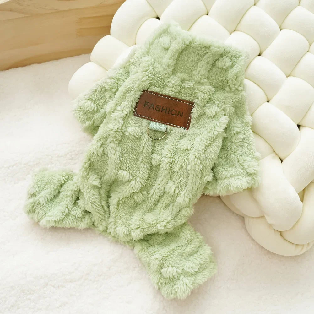 Warm clothes for dogs and cats, fleece jumpsuit
