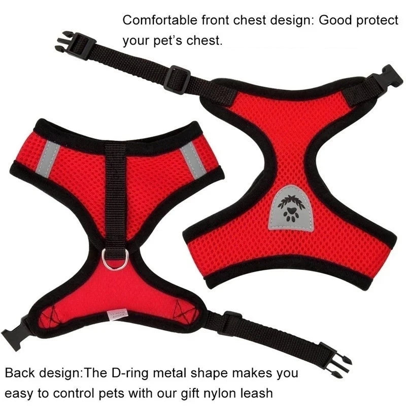 Dog and cat harness Adjustable Vest Walking Traction Rope Set for Dog Collar Breathable Mesh Harness for Small Medium Cat Dog Pet Lead