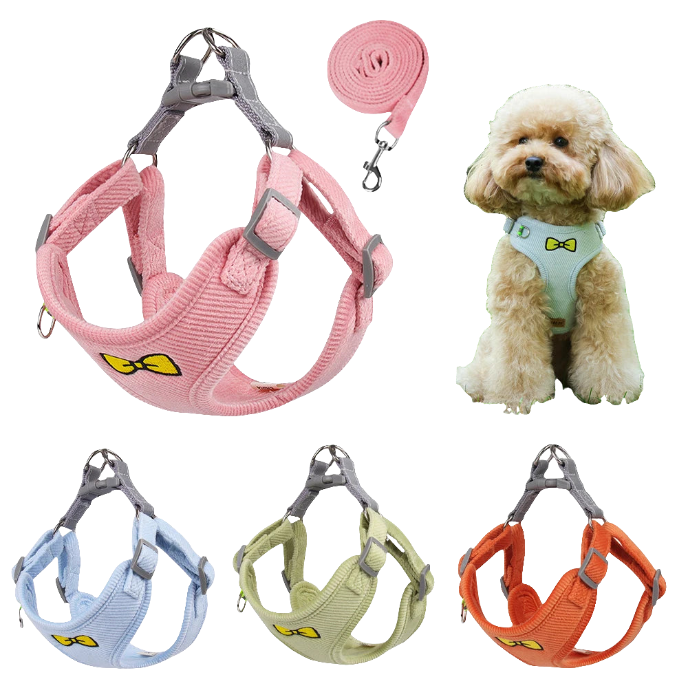 Summer corduroy harness for dogs and cats, vest, leash for walking