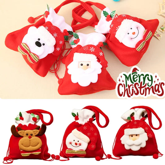 Festive gift wrapping. Santa Claus and reindeer, for gifts and sweets.