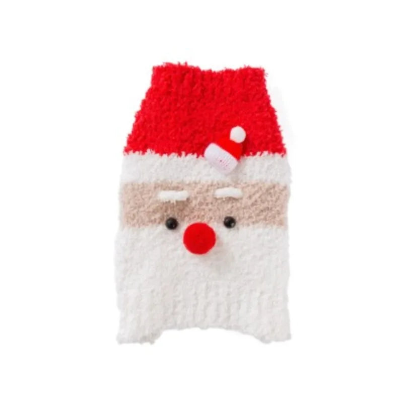 Christmas Dog Clothes Winter Thick Plush Santa Claus Vest