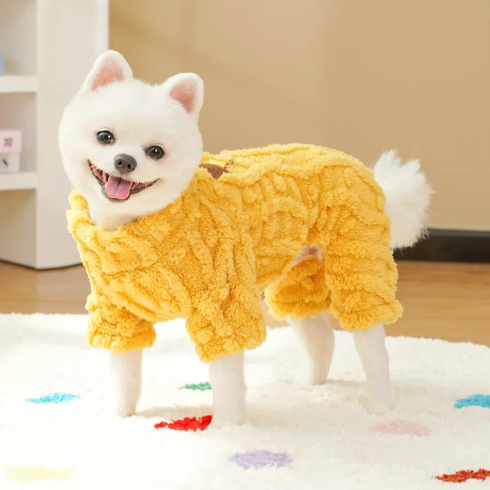 Warm clothes for dogs and cats, fleece jumpsuit