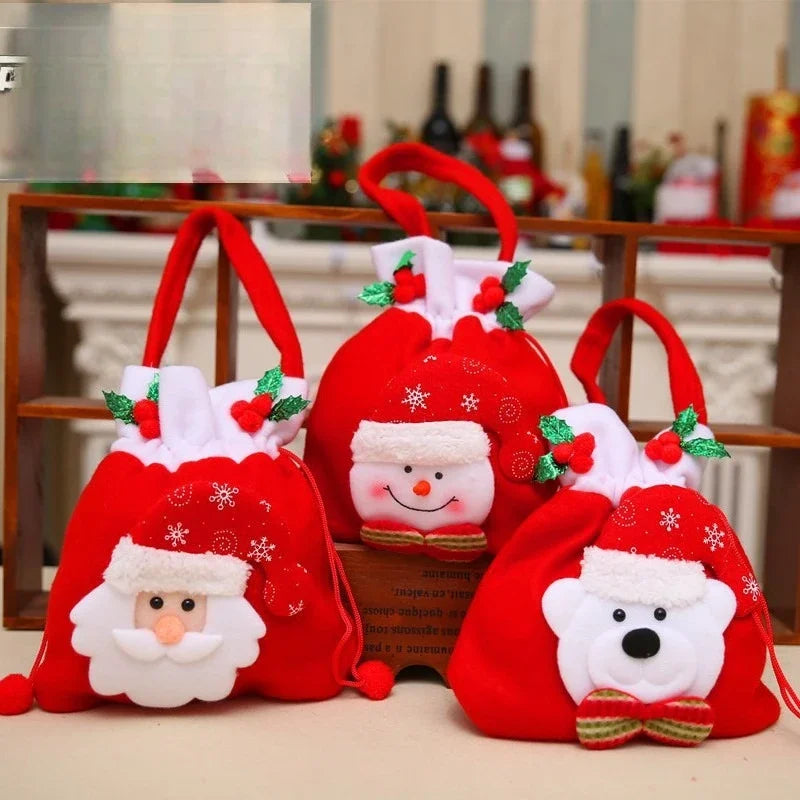 Festive gift wrapping. Santa Claus and reindeer, for gifts and sweets.