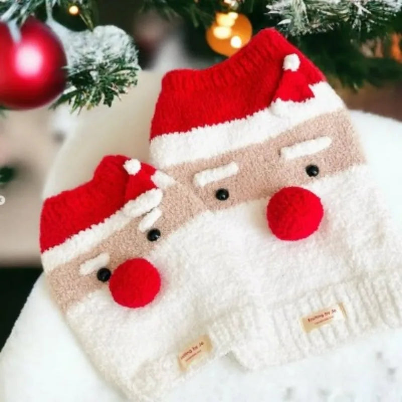 Christmas Dog Clothes Winter Thick Plush Santa Claus Vest