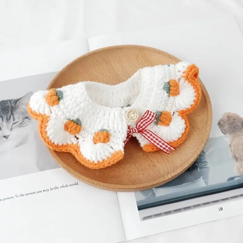 Handmade strawberry cat collar for photo shoots with pets.