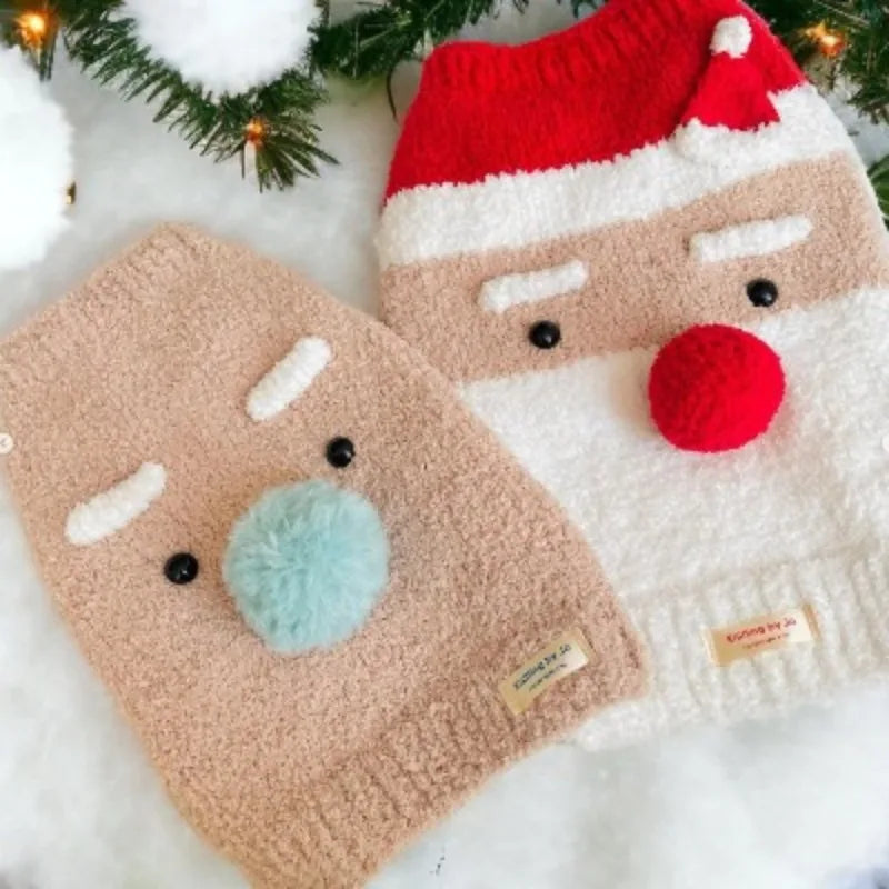 Christmas Dog Clothes Winter Thick Plush Santa Claus Vest