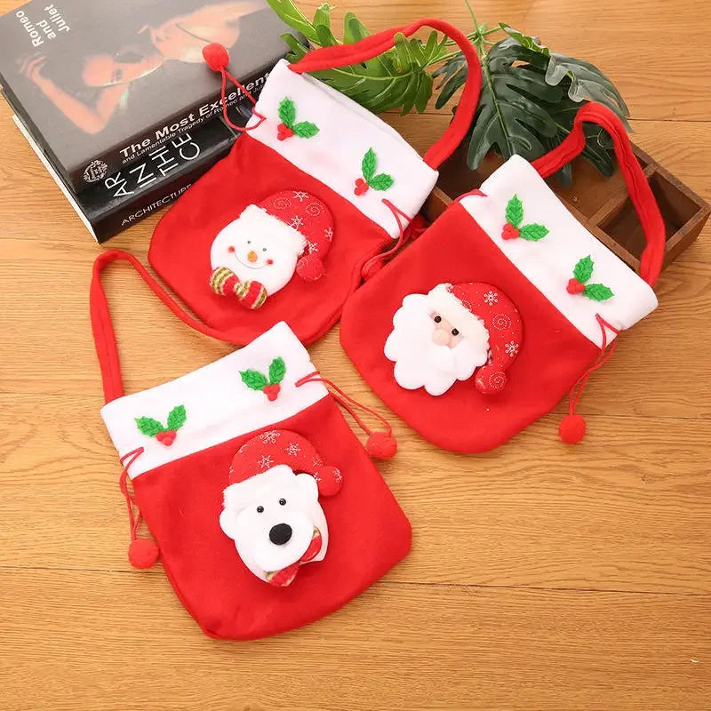 Festive gift wrapping. Santa Claus and reindeer, for gifts and sweets.