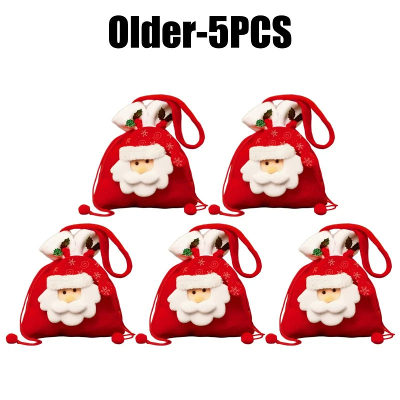 Festive gift wrapping. Santa Claus and reindeer, for gifts and sweets.