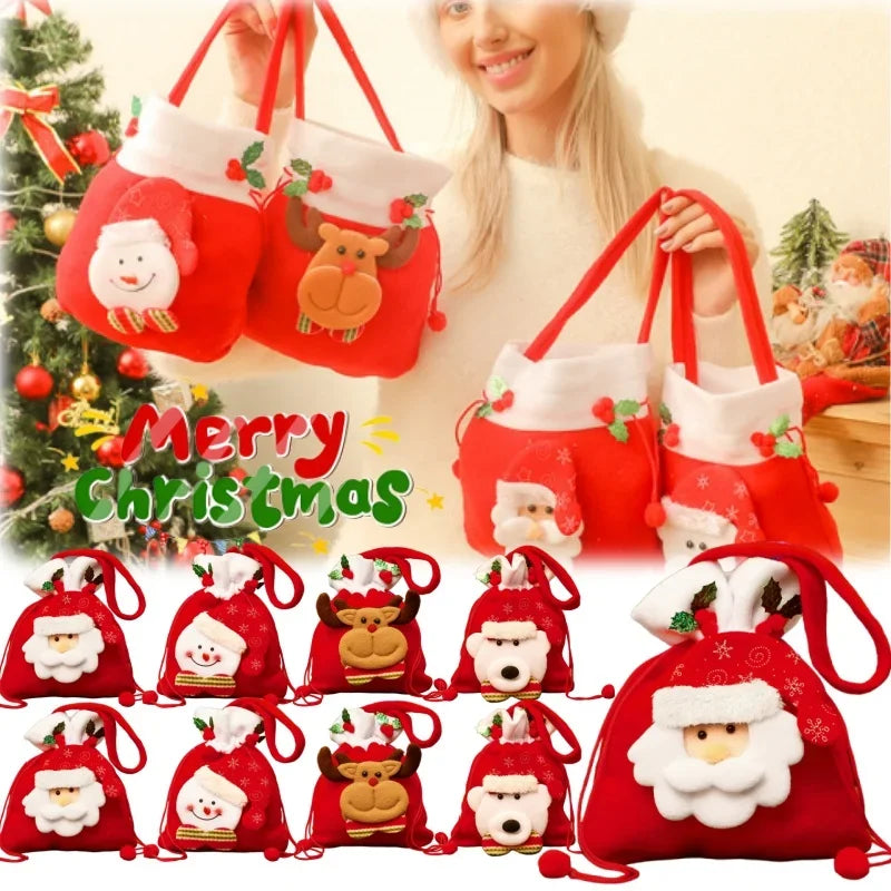 Festive gift wrapping. Santa Claus and reindeer, for gifts and sweets.