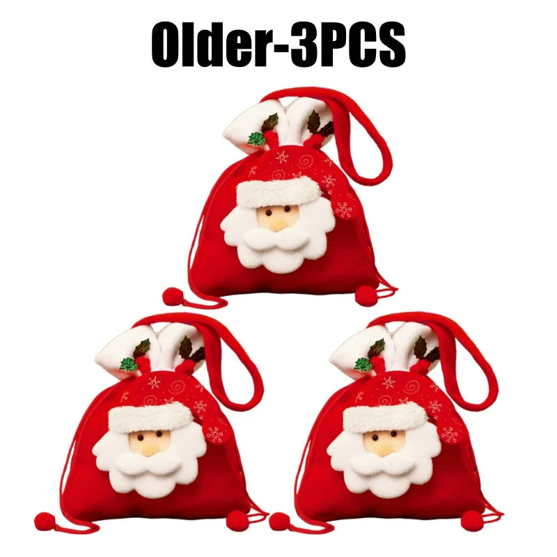 Festive gift wrapping. Santa Claus and reindeer, for gifts and sweets.